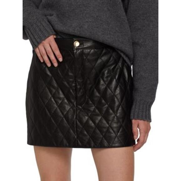 FRAME Quilted Lamb Leather Miniskirt XL - Picture 2 of 14